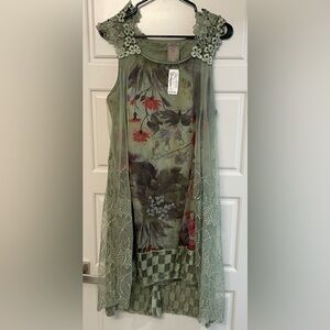 Floral Green Lace Overlay Dress